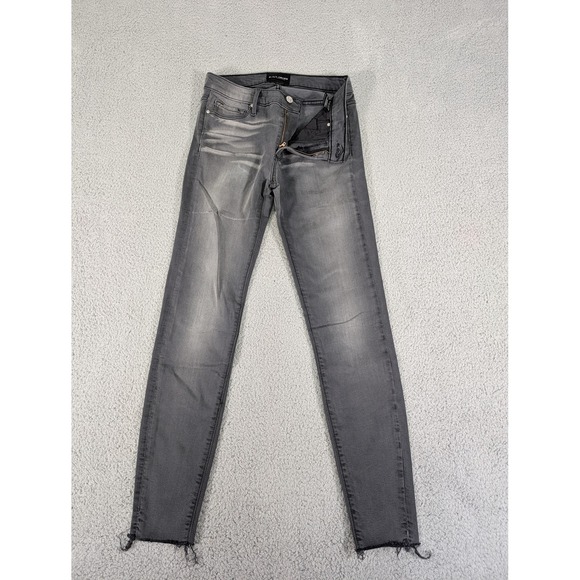Black‎ Orchid Jeans Womens 25 Gray Skinny Distressed Raw Hem Stretch Denim Pants - Picture 1 of 9